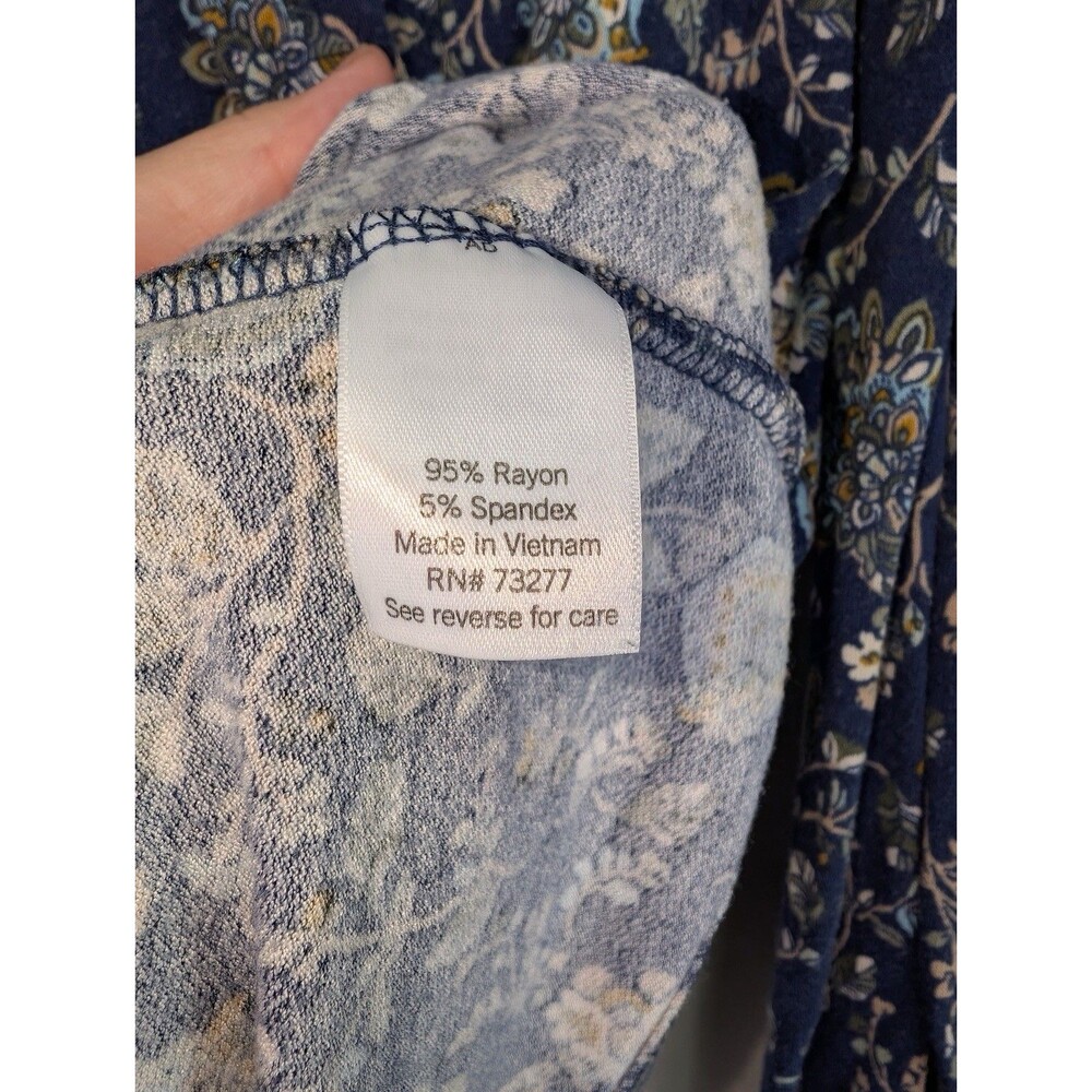 Croft & Barrow 2X Blue Multicolor 3/4 Sleeve Floral Boho Tunic Top - Picture 4 of 8